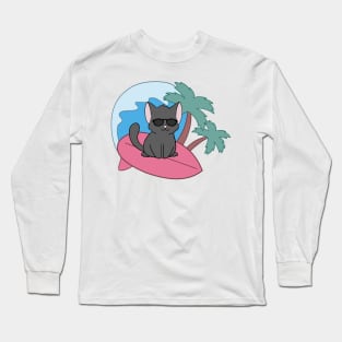 Black Cat at the beach Long Sleeve T-Shirt